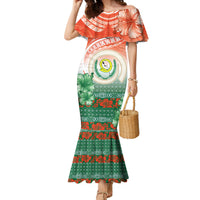 Penama Vanuatu Family Matching Mermaid Dress and Hawaiian Shirt Hibiscus Sand Drawing with Pacific Pattern LT9 Mom's Dress Red Art - Polynesian Pride