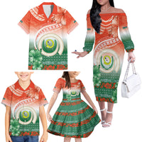 Penama Vanuatu Family Matching Off The Shoulder Long Sleeve Dress and Hawaiian Shirt Hibiscus Sand Drawing with Pacific Pattern LT9 - Polynesian Pride