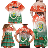 Penama Vanuatu Family Matching Off Shoulder Maxi Dress and Hawaiian Shirt Hibiscus Sand Drawing with Pacific Pattern LT9 - Polynesian Pride
