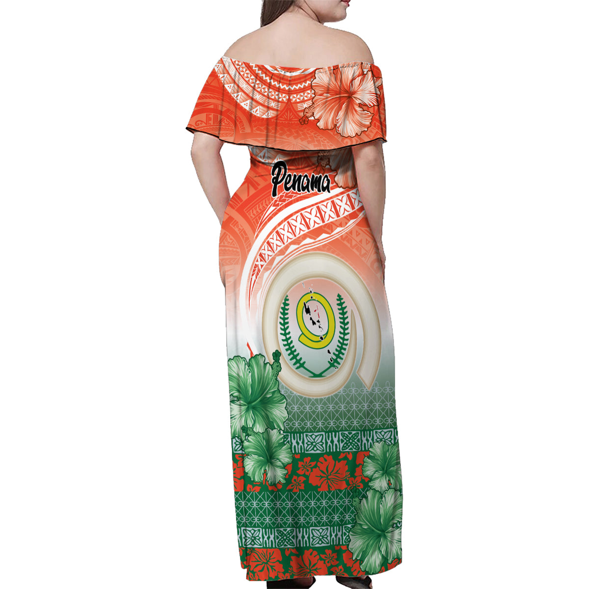 Penama Vanuatu Family Matching Off Shoulder Maxi Dress and Hawaiian Shirt Hibiscus Sand Drawing with Pacific Pattern LT9 - Polynesian Pride