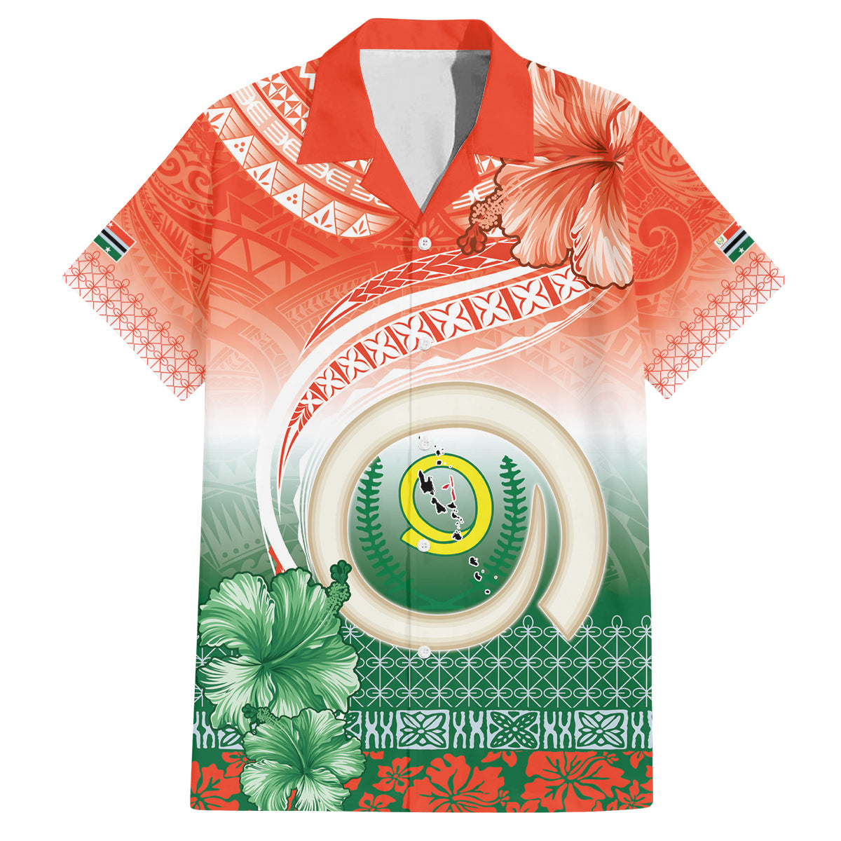 Penama Vanuatu Family Matching Off Shoulder Short Dress and Hawaiian Shirt Hibiscus Sand Drawing with Pacific Pattern LT9 Dad's Shirt - Short Sleeve Red Art - Polynesian Pride