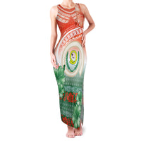 Penama Vanuatu Family Matching Tank Maxi Dress and Hawaiian Shirt Hibiscus Sand Drawing with Pacific Pattern LT9 Mom's Dress Red Art - Polynesian Pride