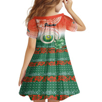 Penama Vanuatu Kid Short Sleeve Dress Hibiscus Sand Drawing with Pacific Pattern LT9 - Polynesian Pride