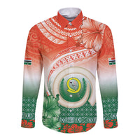 Penama Vanuatu Long Sleeve Button Shirt Hibiscus Sand Drawing with Pacific Pattern