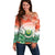 Penama Vanuatu Off Shoulder Sweater Hibiscus Sand Drawing with Pacific Pattern