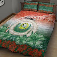 Penama Vanuatu Quilt Bed Set Hibiscus Sand Drawing with Pacific Pattern
