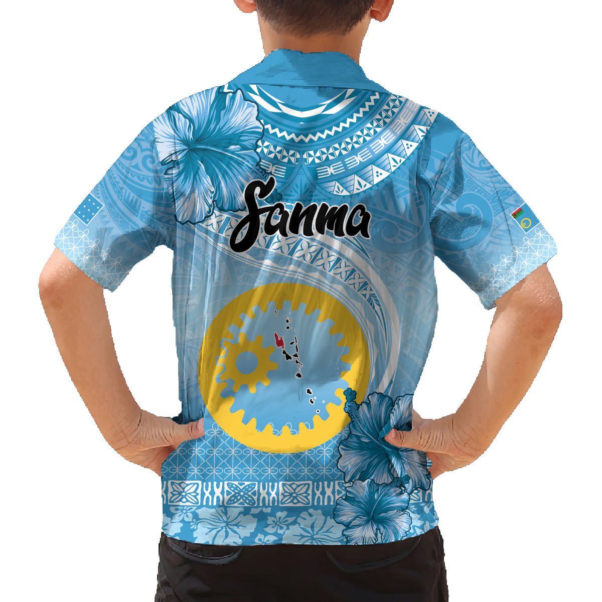 Sanma Vanuatu Family Matching Long Sleeve Bodycon Dress and Hawaiian Shirt Hibiscus Sand Drawing with Pacific Pattern LT9 - Polynesian Pride