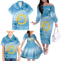 Sanma Vanuatu Family Matching Off The Shoulder Long Sleeve Dress and Hawaiian Shirt Hibiscus Sand Drawing with Pacific Pattern LT9 - Polynesian Pride