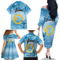 Sanma Vanuatu Family Matching Off The Shoulder Long Sleeve Dress and Hawaiian Shirt Hibiscus Sand Drawing with Pacific Pattern LT9 - Polynesian Pride