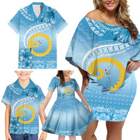 Sanma Vanuatu Family Matching Off Shoulder Short Dress and Hawaiian Shirt Hibiscus Sand Drawing with Pacific Pattern LT9 - Polynesian Pride