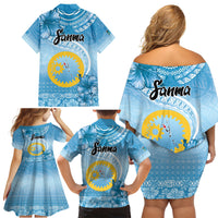 Sanma Vanuatu Family Matching Off Shoulder Short Dress and Hawaiian Shirt Hibiscus Sand Drawing with Pacific Pattern LT9 - Polynesian Pride