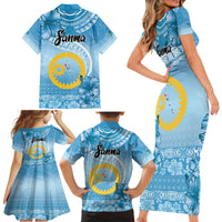 Sanma Vanuatu Family Matching Short Sleeve Bodycon Dress and Hawaiian Shirt Hibiscus Sand Drawing with Pacific Pattern LT9 - Polynesian Pride