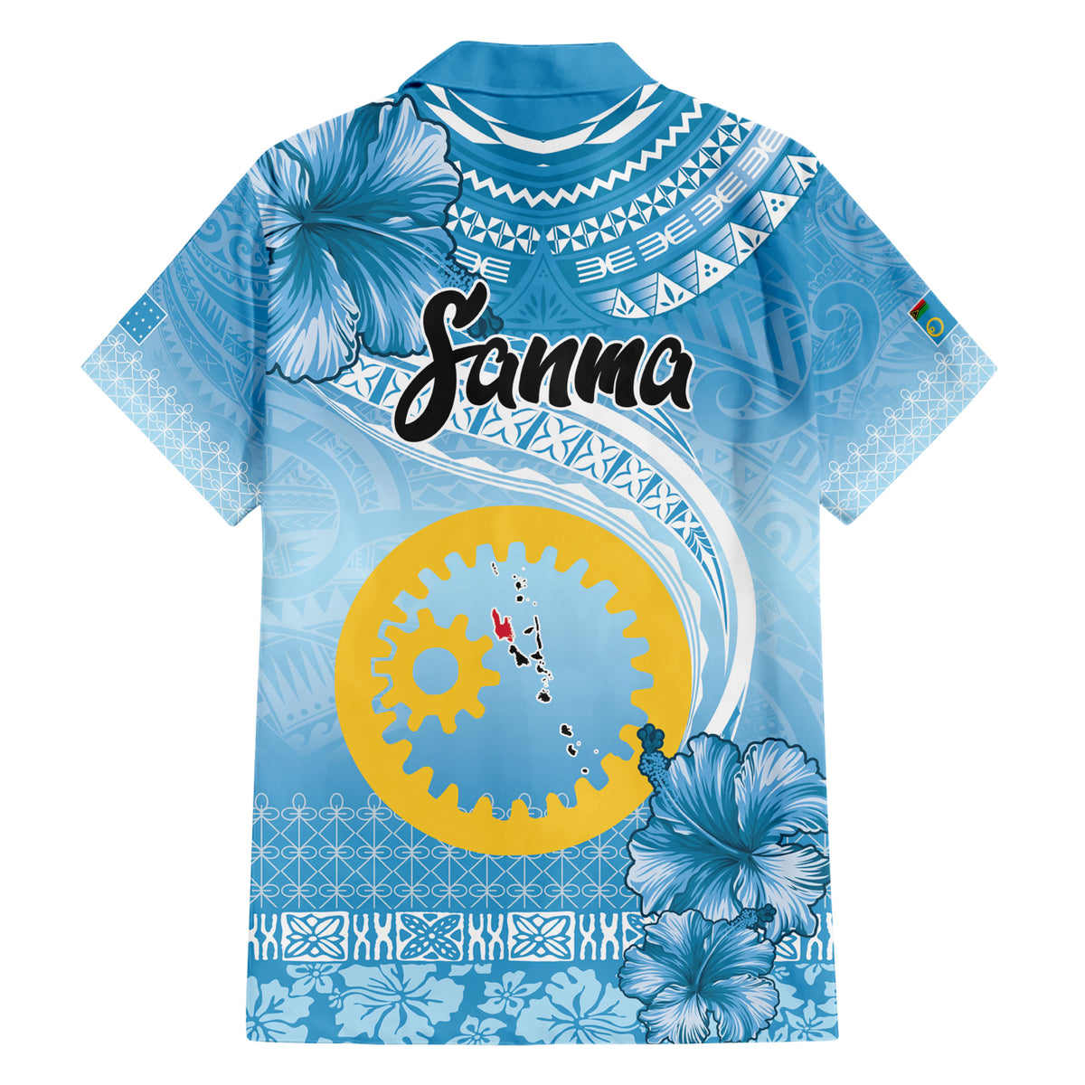 Sanma Vanuatu Family Matching Short Sleeve Bodycon Dress and Hawaiian Shirt Hibiscus Sand Drawing with Pacific Pattern LT9 - Polynesian Pride