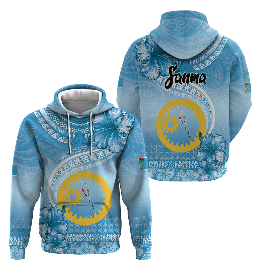 Sanma Vanuatu Zip Hoodie Hibiscus Sand Drawing with Pacific Pattern