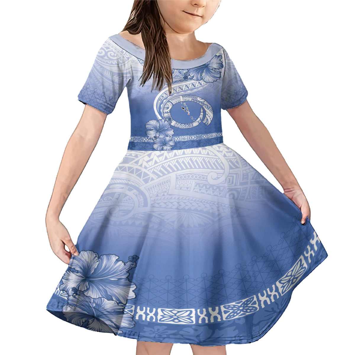Shefa Vanuatu Family Matching Mermaid Dress and Hawaiian Shirt Hibiscus Sand Drawing with Pacific Pattern