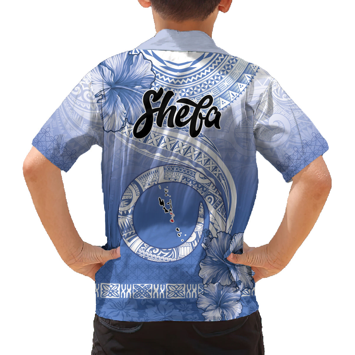 Shefa Vanuatu Family Matching Off The Shoulder Long Sleeve Dress and Hawaiian Shirt Hibiscus Sand Drawing with Pacific Pattern LT9 - Polynesian Pride