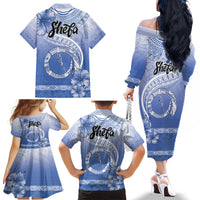 Shefa Vanuatu Family Matching Off The Shoulder Long Sleeve Dress and Hawaiian Shirt Hibiscus Sand Drawing with Pacific Pattern LT9 - Polynesian Pride