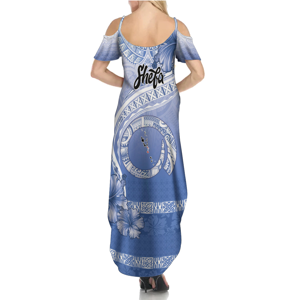 Shefa Vanuatu Family Matching Summer Maxi Dress and Hawaiian Shirt Hibiscus Sand Drawing with Pacific Pattern