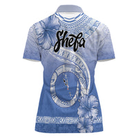 Shefa Vanuatu Women Polo Shirt Hibiscus Sand Drawing with Pacific Pattern