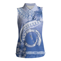 Shefa Vanuatu Women Sleeveless Polo Shirt Hibiscus Sand Drawing with Pacific Pattern