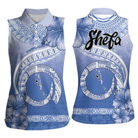 Shefa Vanuatu Women Sleeveless Polo Shirt Hibiscus Sand Drawing with Pacific Pattern