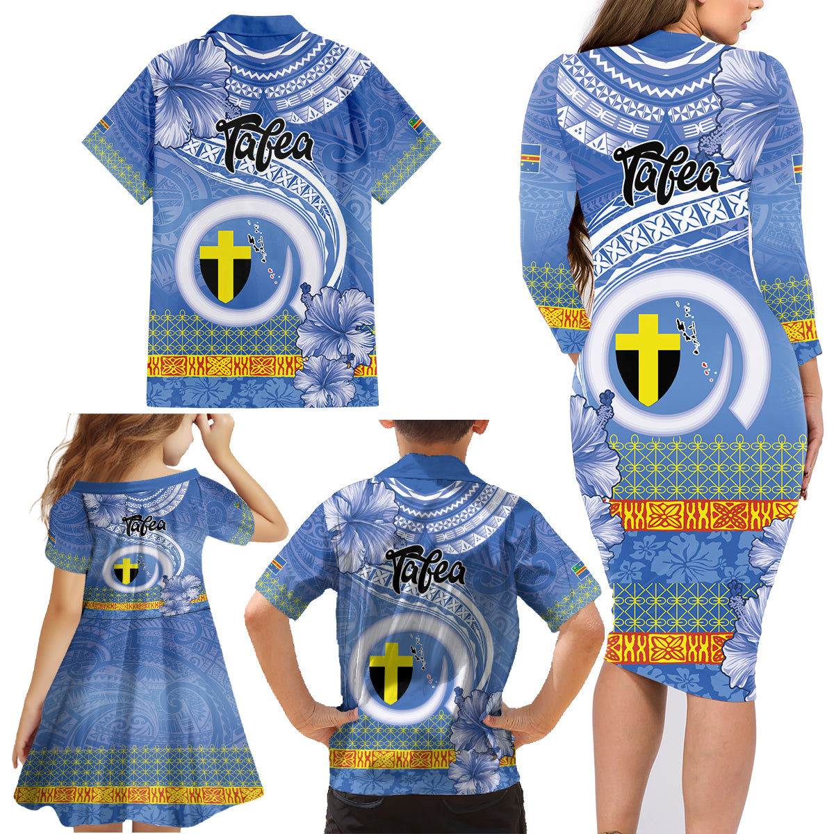 Tafea Vanuatu Family Matching Long Sleeve Bodycon Dress and Hawaiian Shirt Hibiscus Sand Drawing with Pacific Pattern LT9 - Polynesian Pride