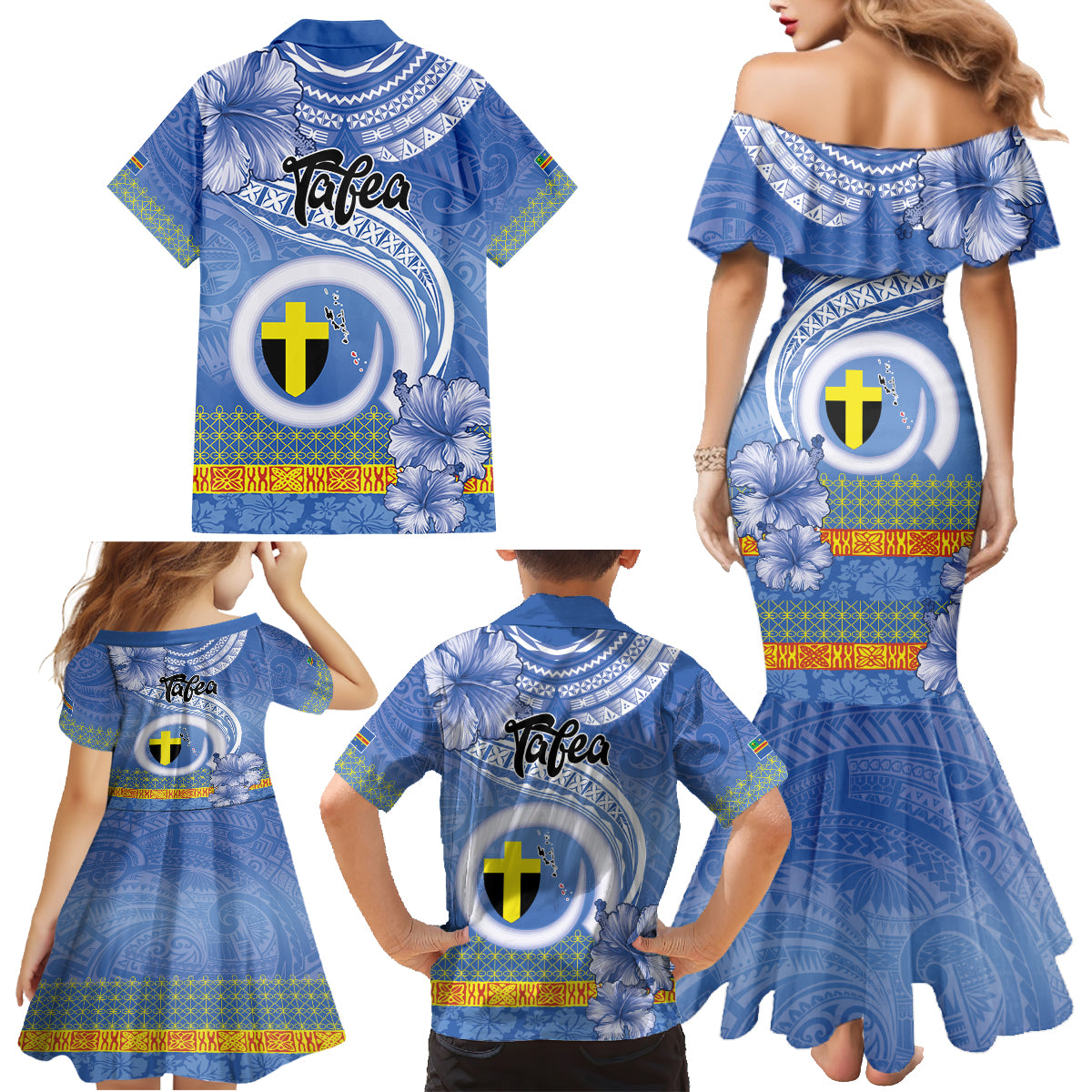 Tafea Vanuatu Family Matching Mermaid Dress and Hawaiian Shirt Hibiscus Sand Drawing with Pacific Pattern LT9 - Polynesian Pride