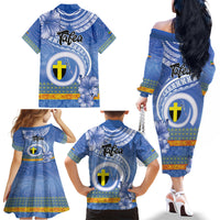 Tafea Vanuatu Family Matching Off The Shoulder Long Sleeve Dress and Hawaiian Shirt Hibiscus Sand Drawing with Pacific Pattern LT9 - Polynesian Pride