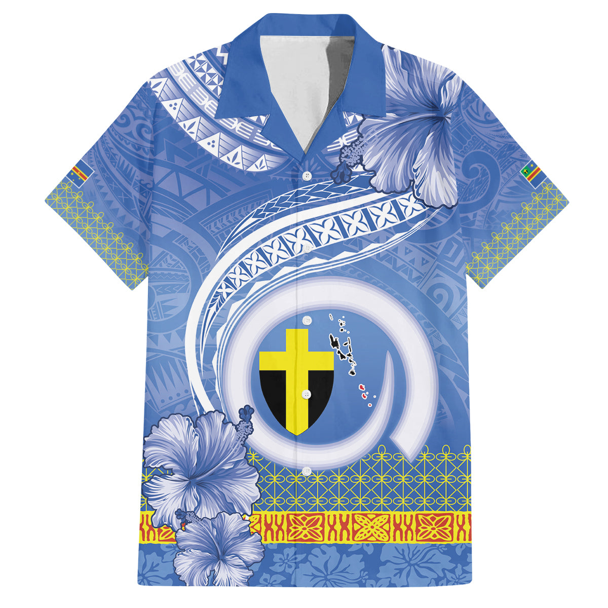 Tafea Vanuatu Family Matching Off The Shoulder Long Sleeve Dress and Hawaiian Shirt Hibiscus Sand Drawing with Pacific Pattern LT9 Dad's Shirt - Short Sleeve Blue Art - Polynesian Pride