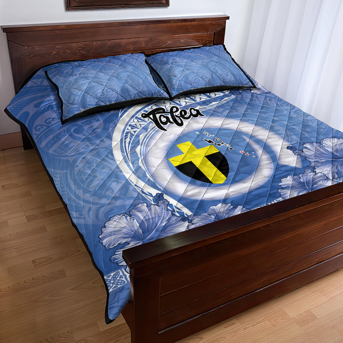 Tafea Vanuatu Quilt Bed Set Hibiscus Sand Drawing with Pacific Pattern