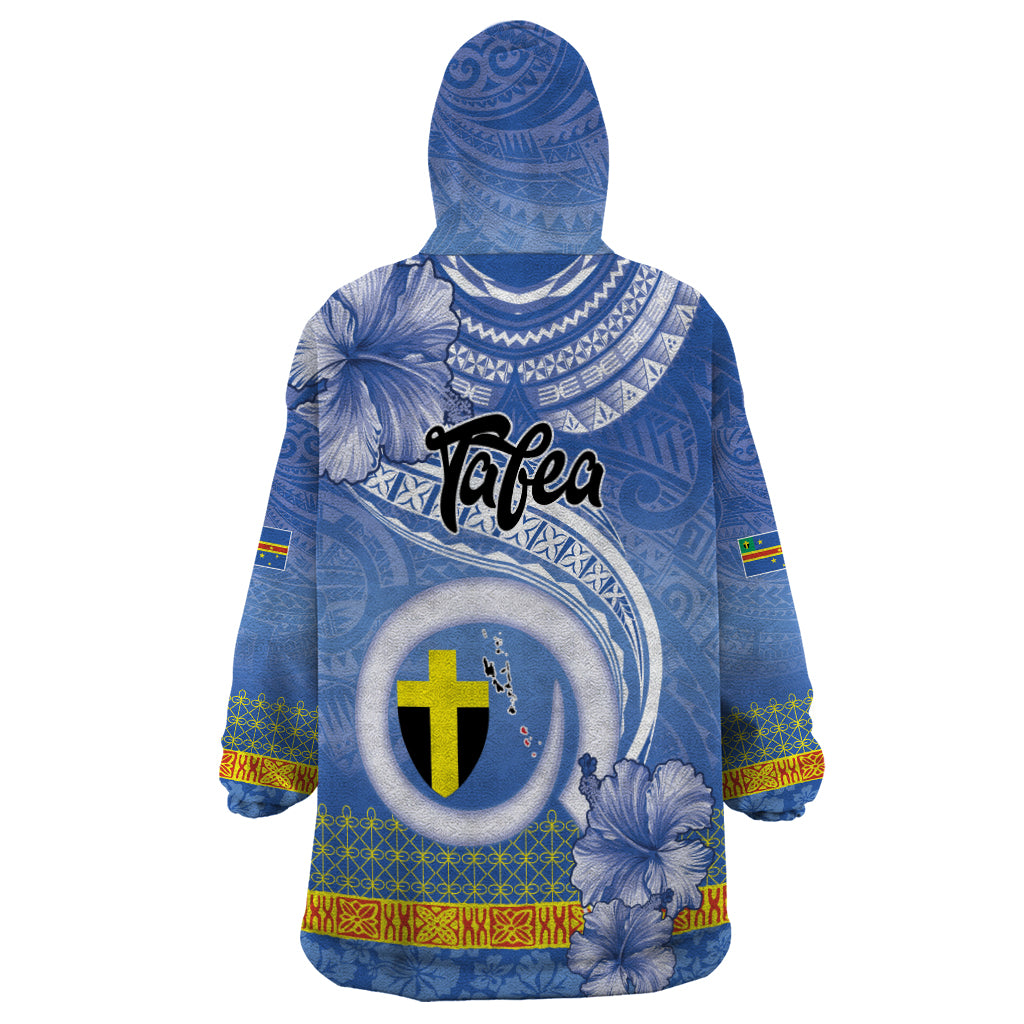 Tafea Vanuatu Wearable Blanket Hoodie Hibiscus Sand Drawing with Pacific Pattern