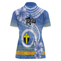 Tafea Vanuatu Women Polo Shirt Hibiscus Sand Drawing with Pacific Pattern