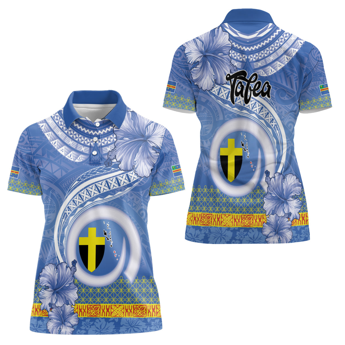 Tafea Vanuatu Women Polo Shirt Hibiscus Sand Drawing with Pacific Pattern