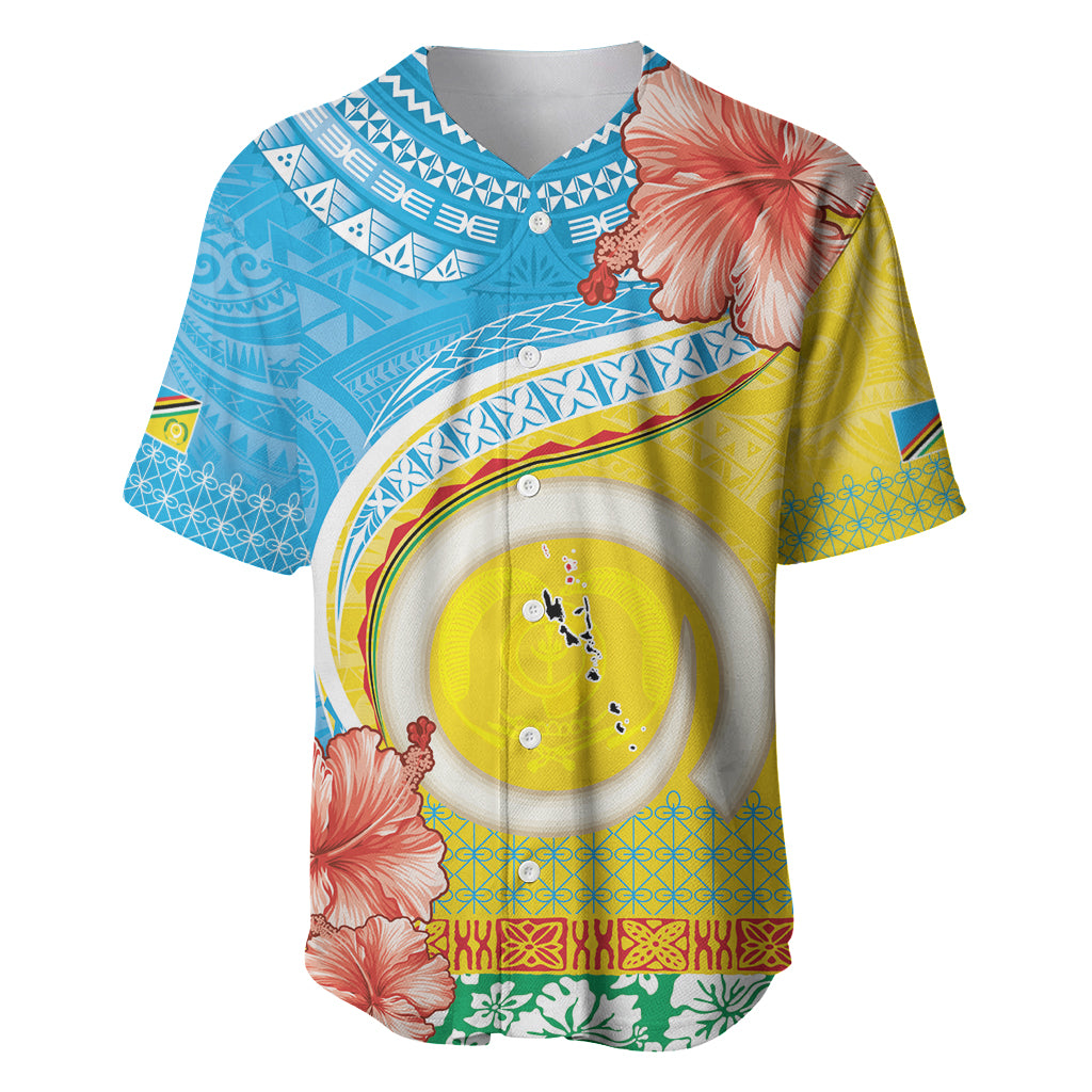 Torba Vanuatu Baseball Jersey Hibiscus Sand Drawing with Pacific Pattern LT9 Green Gold - Polynesian Pride