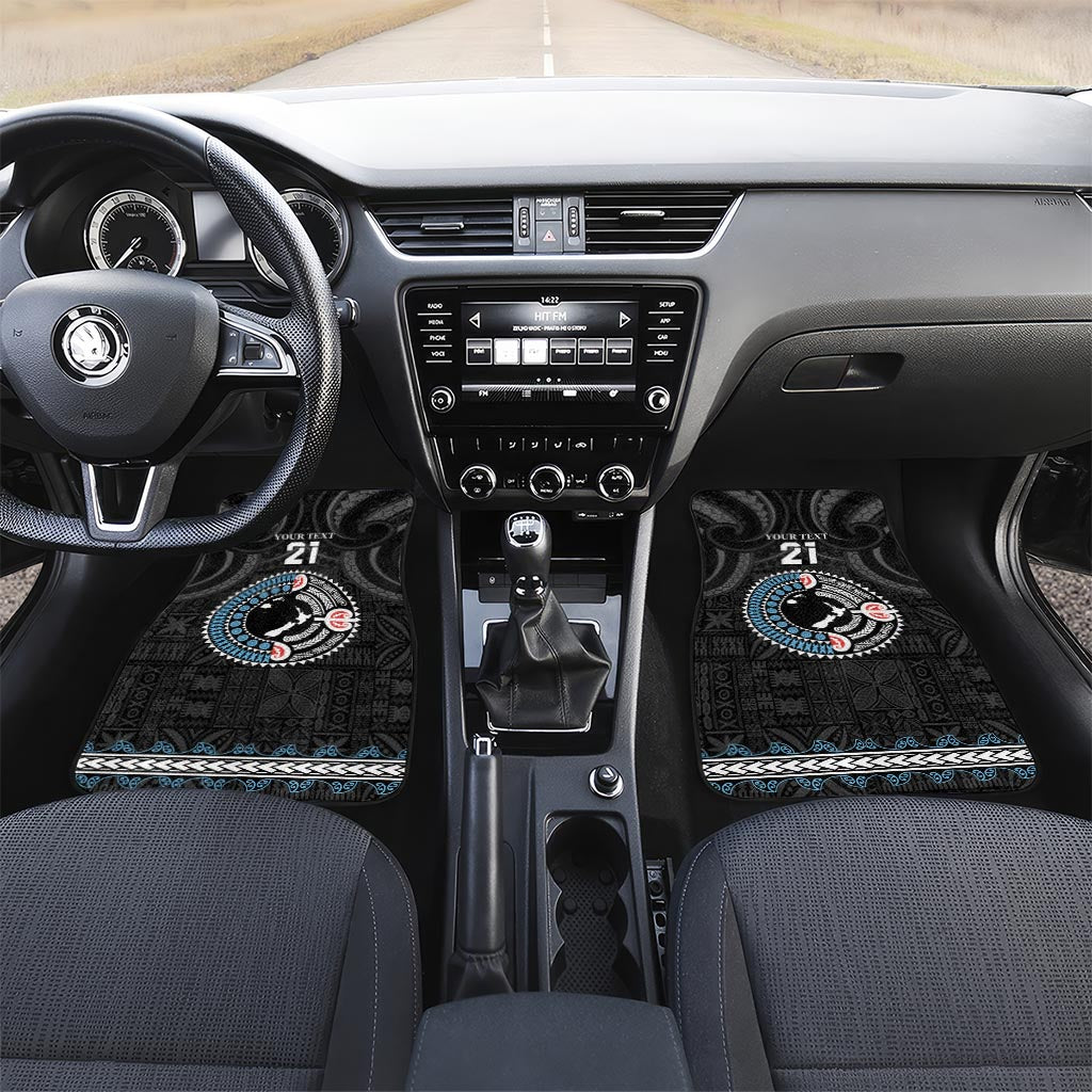 Custom Fiji and New Zealand Car Mats Maori Fern Mix Tapa Tribal Unique LT9 Set 2pcs - Front Black - Polynesian Pride