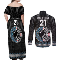Custom Fiji and New Zealand Couples Matching Off Shoulder Maxi Dress and Long Sleeve Button Shirt Maori Fern Mix Tapa Tribal Unique LT9 - Polynesian Pride