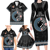 Custom Fiji and New Zealand Family Matching Long Sleeve Bodycon Dress and Hawaiian Shirt Maori Fern Mix Tapa Tribal Unique LT9 - Polynesian Pride