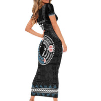 Custom Fiji and New Zealand Family Matching Short Sleeve Bodycon Dress and Hawaiian Shirt Maori Fern Mix Tapa Tribal Unique LT9 - Polynesian Pride