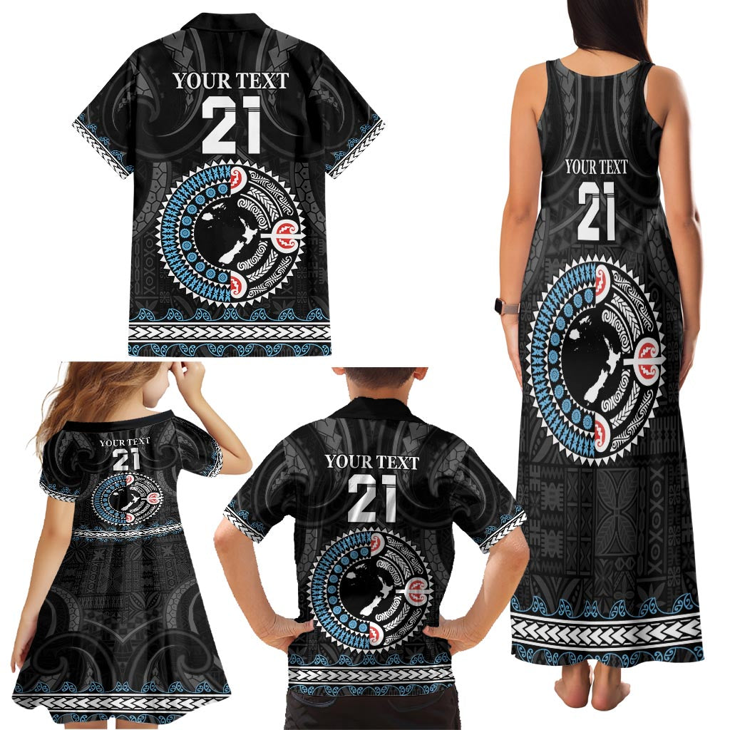 Custom Fiji and New Zealand Family Matching Tank Maxi Dress and Hawaiian Shirt Maori Fern Mix Tapa Tribal Unique LT9 - Polynesian Pride