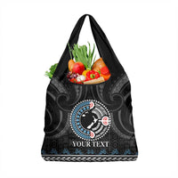 Custom Fiji and New Zealand Grocery Bag Maori Fern Mix Tapa Tribal Unique LT9 1-pack One Size Black - Polynesian Pride