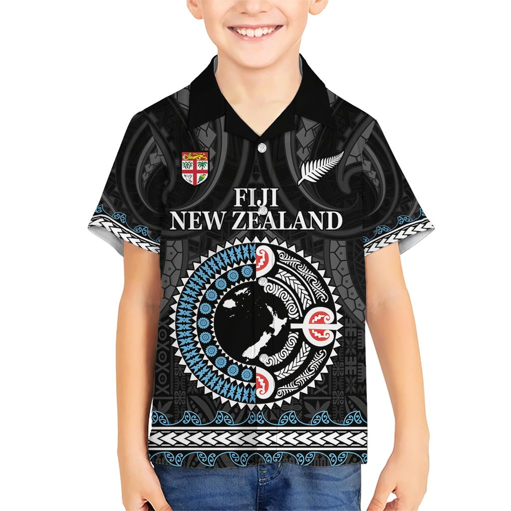 Custom Fiji and New Zealand Hawaiian Shirt Maori Fern Mix Tapa Tribal Unique LT9 - Polynesian Pride