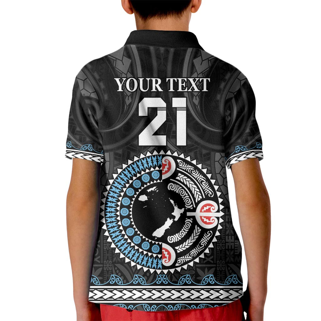 Custom Fiji and New Zealand Kid Polo Shirt Maori Fern Mix Tapa Tribal Unique LT9 - Polynesian Pride