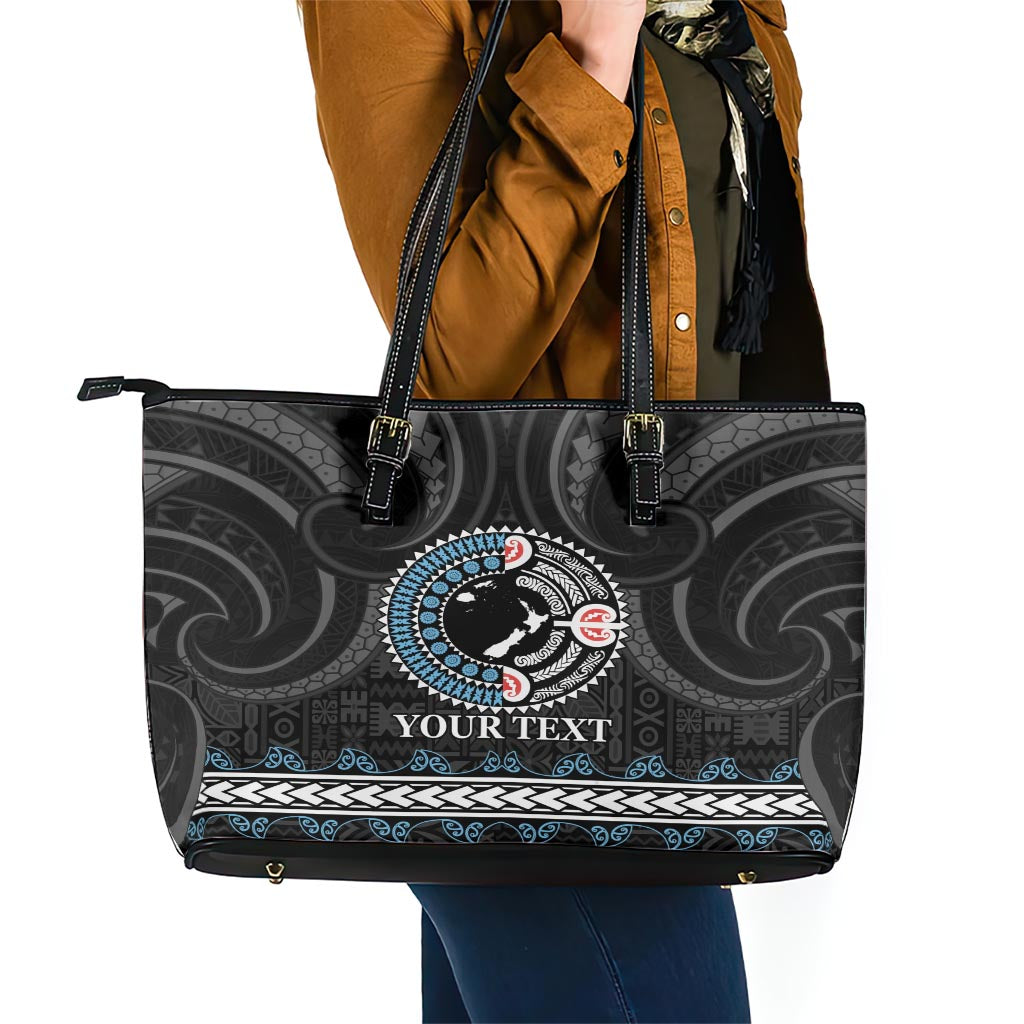 Custom Fiji and New Zealand Leather Tote Bag Maori Fern Mix Tapa Tribal Unique LT9 - Polynesian Pride