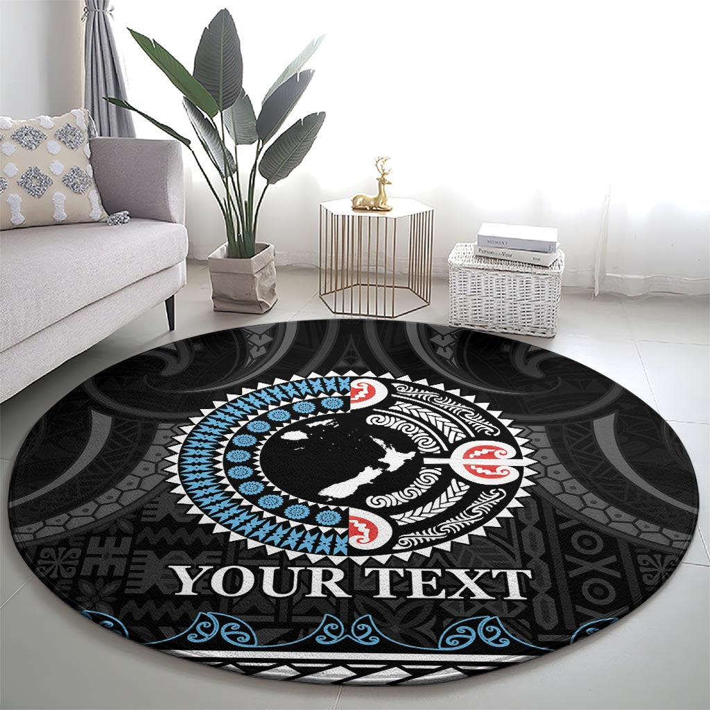 Custom Fiji and New Zealand Round Carpet Maori Fern Mix Tapa Tribal Unique LT9 - Polynesian Pride