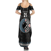 Custom Fiji and New Zealand Summer Maxi Dress Maori Fern Mix Tapa Tribal Unique LT9 - Polynesian Pride