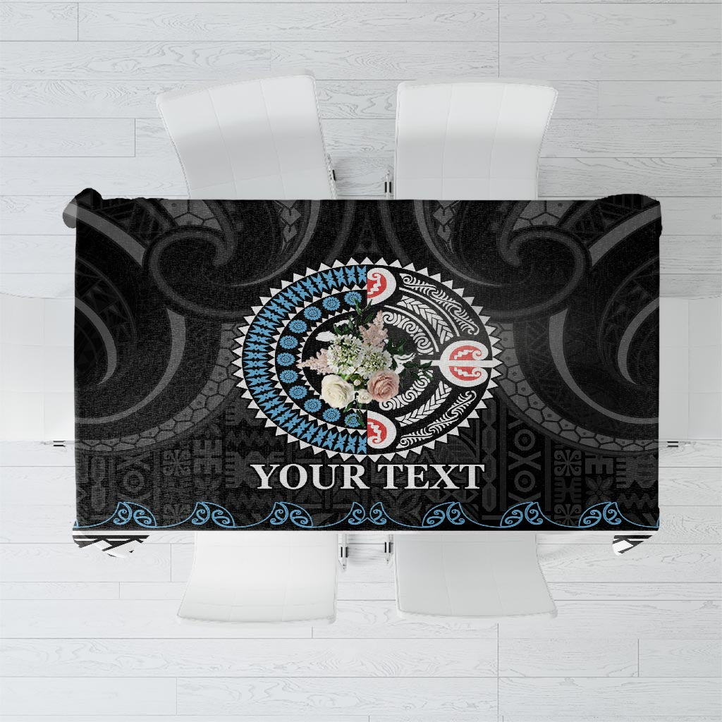 Custom Fiji and New Zealand Tablecloth Maori Fern Mix Tapa Tribal Unique LT9 Black - Polynesian Pride