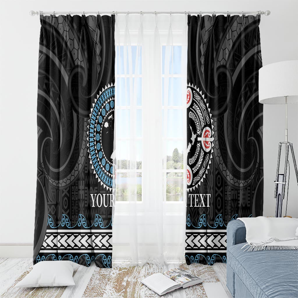 Custom Fiji and New Zealand Window Curtain Maori Fern Mix Tapa Tribal Unique LT9 - Polynesian Pride