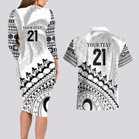 Custom Fiji Rugby Cibi Dance Couples Matching Long Sleeve Bodycon Dress and Hawaiian Shirt Create History World Cup Sevens LT9 - Polynesian Pride