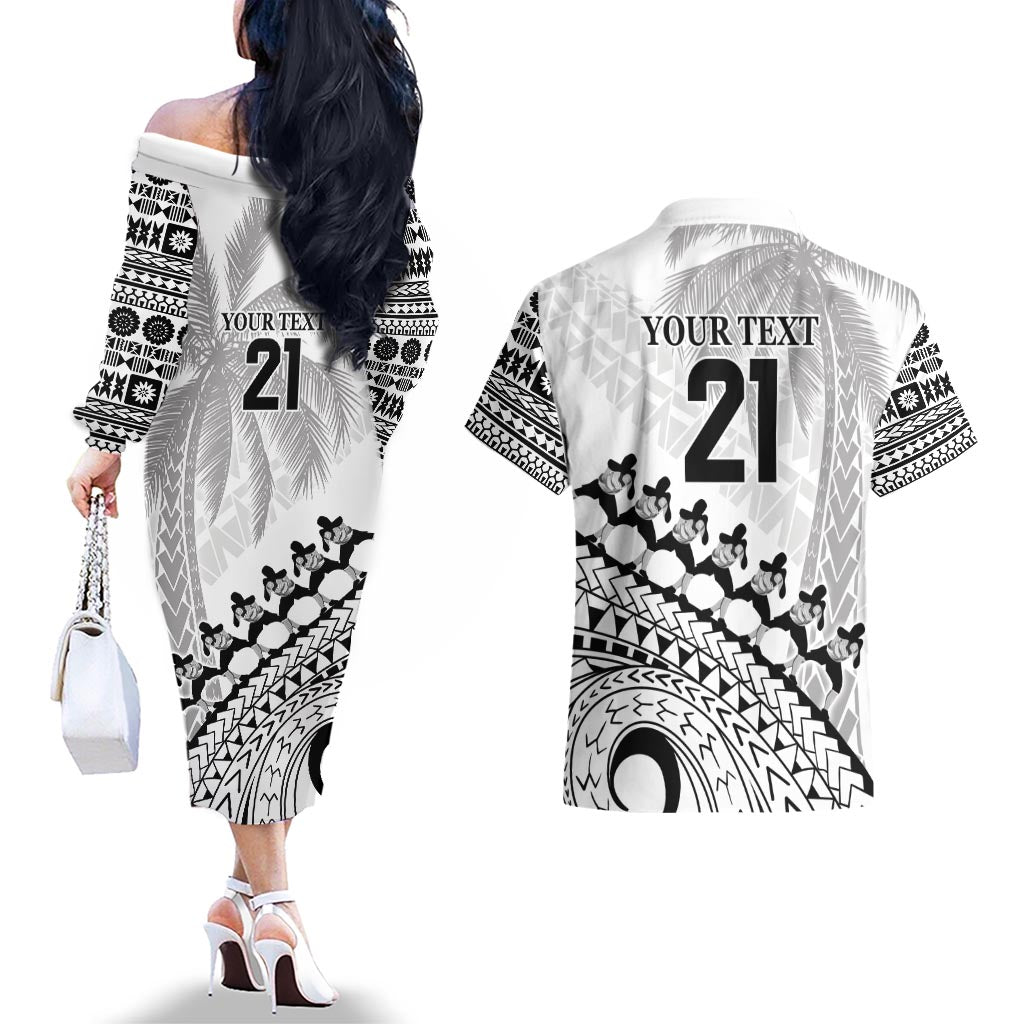 Custom Fiji Rugby Cibi Dance Couples Matching Off The Shoulder Long Sleeve Dress and Hawaiian Shirt Create History World Cup Sevens LT9 - Polynesian Pride