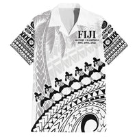 Custom Fiji Rugby Cibi Dance Family Matching Off The Shoulder Long Sleeve Dress and Hawaiian Shirt Create History World Cup Sevens LT9 Dad's Shirt - Short Sleeve White - Polynesian Pride